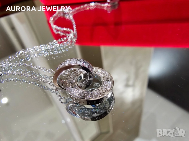 CARTIER Love White Gold Paved Diamonds Chain Дамскo Колие, снимка 10 - Колиета, медальони, синджири - 52905162