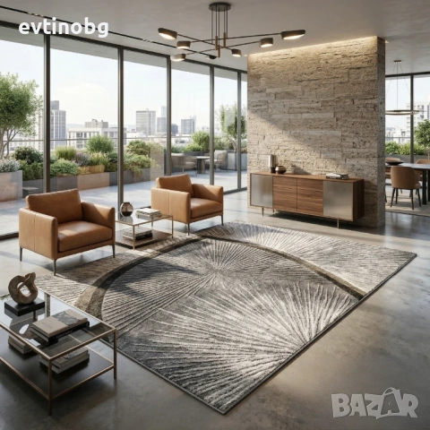 Абстрактен Модерен Килим 120х160см – Уникален 3D дизайн за Хол и Спалня, Противоплъзгащ и Миещ се, снимка 6 - Килими - 53883033