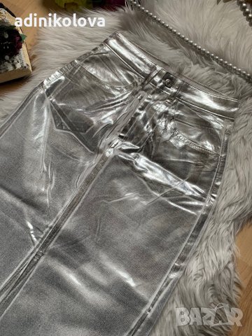 Нова сребриста дълга пола, снимка 2 - Поли - 44292682