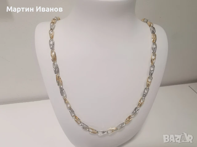 Златен синджир бяло и жълто комбинация 1, снимка 2 - Колиета, медальони, синджири - 50963494