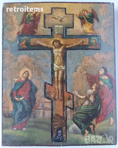 Старинна Руска Икона Разпятие Христово - 19 Век