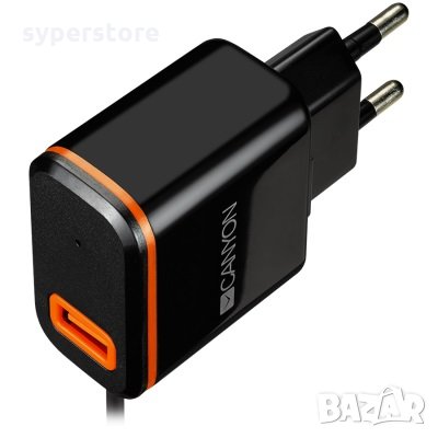 Зарядно за телефон таблет CANYON CNE-CHA042BO, 240V 2.1A, Черно + 1m кабел USB към USB Type C