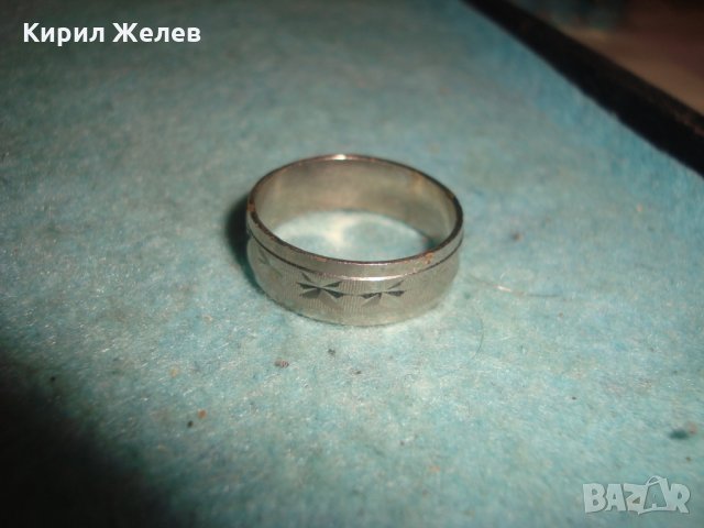 СТАРА СРЕБРИСТА ХАЛКА СТОМАНА РЪЧНО ГРАВИРАНА РЕТРО ОРНАМЕНТИРАН ПРЪСТЕН 25879, снимка 5 - Антикварни и старинни предмети - 35585084