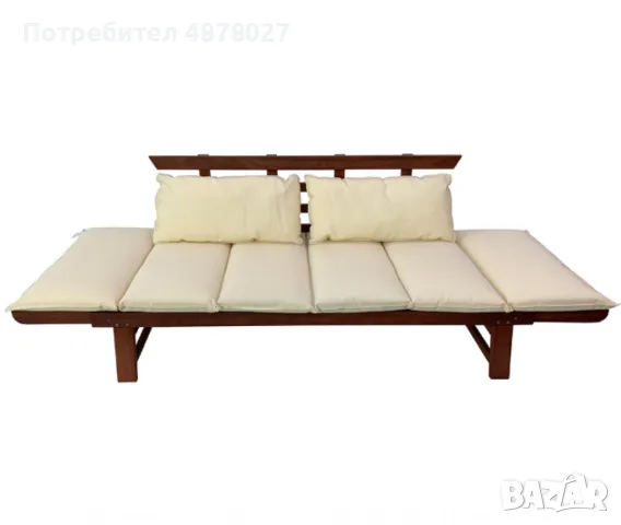 Диван Muhler Meranti с матрак и възглавница BEIGE, снимка 4 - Дивани и мека мебел - 55724010