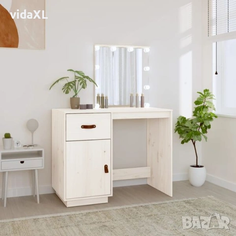 vidaXL Тоалетка с LED, бели, 95x50x133,5 см(SKU:820093), снимка 2 - Тоалетки - 54179192