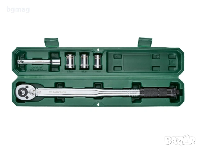 Parkside динамометричен ключ 40-210Nm,комплект вложки/сокети,1/2"
