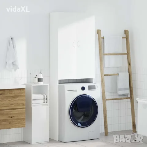 vidaXL Шкаф за пералня, бял, 64x25,5x190 см, снимка 2 - Шкафове - 56147863