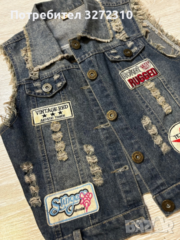 Дамско дънково яке без ръкав ( дънково елече ), снимка 3 - Елеци - 44916182