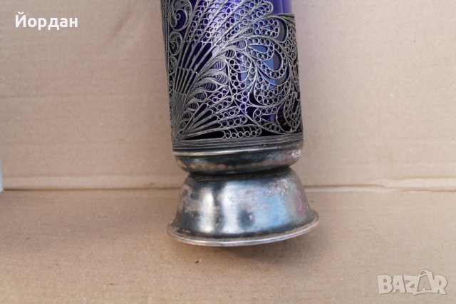 СССР ваза стъкло посребрен корпус, снимка 8 - Антикварни и старинни предмети - 40834390