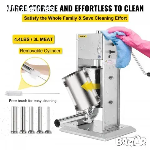 Вертикална пълначка за месо,наденици,луканка 3 литра, снимка 4 - Месомелачки - 49701228