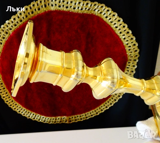 Бронзов свещник BMF,дебела позлата,565 гр. , снимка 4 - Антикварни и старинни предмети - 51595240