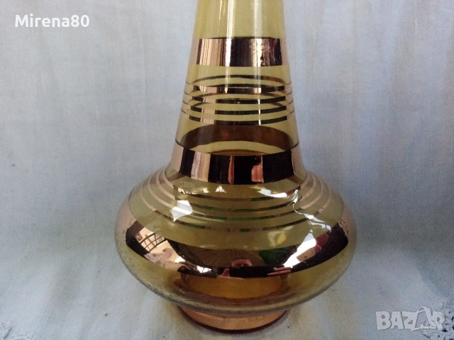 Стара гарафа цветно стъкло, снимка 4 - Антикварни и старинни предмети - 52642238