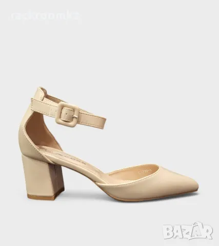 Бежови дамски обувки с широк ток 6 см – C5730-3 Beige
