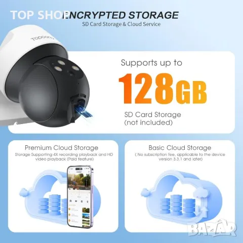 Topcony PTZ 2K 360° охранителна камера на открито, снимка 13 - IP камери - 49427464