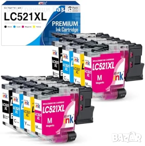 Нови LC521XL мастилени касети 8 броя за Brother DCP-J1260W J1313DW J1460DW принтер тонер мастило