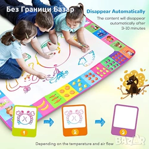 Нова Подложка за рисуване с вода за деца сгъваема образователна с 6 писалки и шаблони, снимка 5 - Рисуване и оцветяване - 54208262