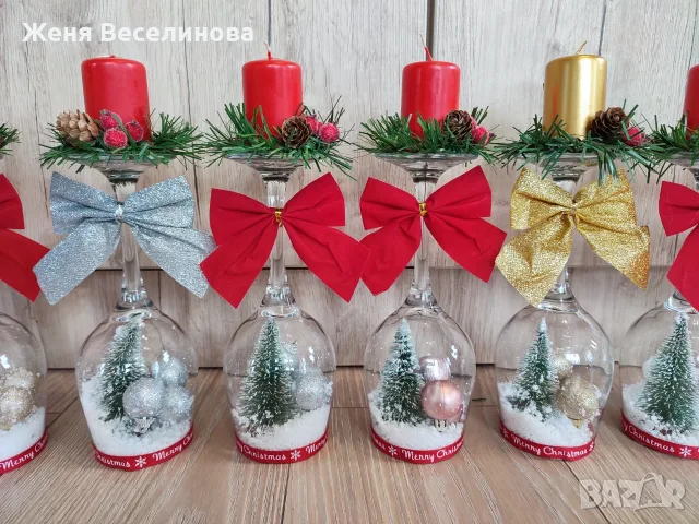 Ръчно изработени коледни свещници, снимка 4 - Коледни подаръци - 56484344