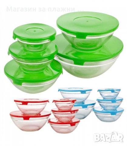 КОМПЛЕКТ КУПИ 5 БР, СТЪКЛЕНИ С КАПАК ПРОТИВ ПРОТИЧАНЕ - код 1690, снимка 2 - Кутии за храна - 34270183