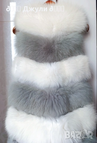 Пухкав елек с естествен косъм от сребърна лисица, снимка 8 - Елеци - 53322862