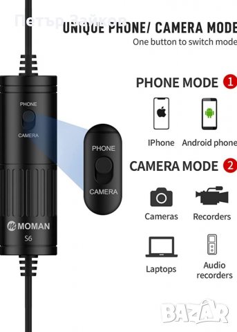 Микрофон Lavalier Moman S6, снимка 2 - Микрофони - 39547014