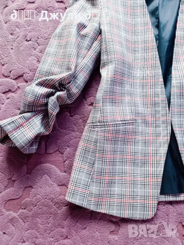 Дамски сет от панталон и блейзър в сиво каре 🤍🩶, снимка 8 - Комплекти - 49344451