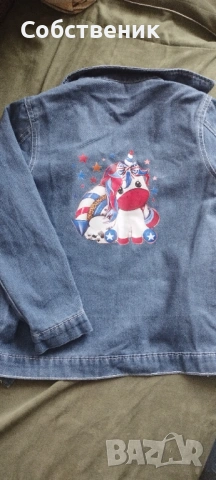 Дънкено яке за момиче и подарък блуза, снимка 5 - Детски якета и елеци - 54290666