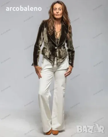 Дамски кадифен ретро блейзър (сако) с едно копче с V-образно деколте, 4цвята , снимка 9 - Сака - 48134999