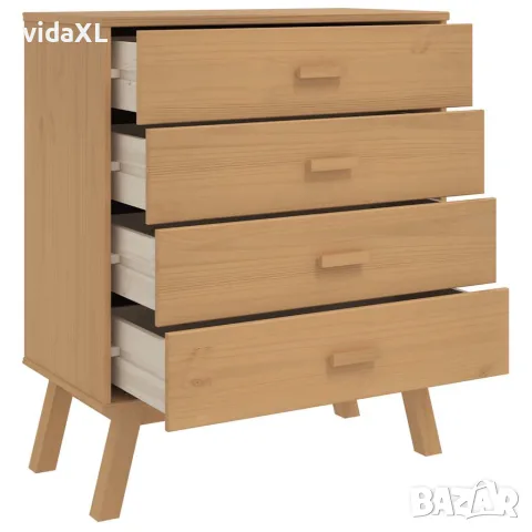 vidaXL Шкаф с чекмеджета OLDEN, кафяво, борово дърво масив, снимка 6 - Скринове - 56147303