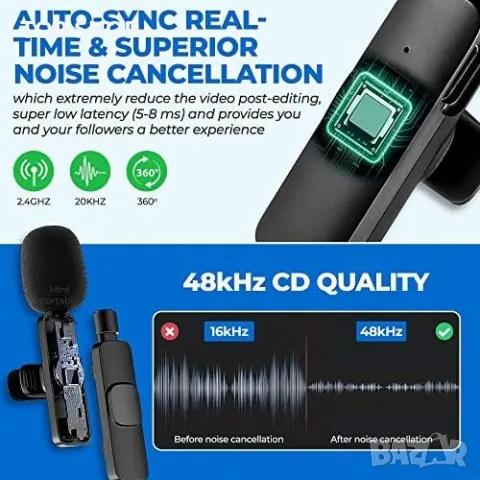 Нов петличен реверен безжичен мини микрофон за Android Type-C интервю влог, снимка 3 - Слушалки и портативни колонки - 50038582