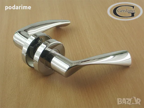 Дръжка за входна врата, никел/сатен, тип розетка