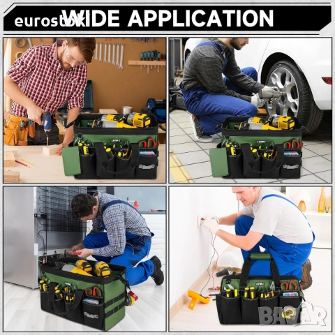 Чанта за инструменти, 40-сантиметрови тежки чанти за инструменти за мъже, 27 джоба, с широк отвор, снимка 4 - Други инструменти - 52124449