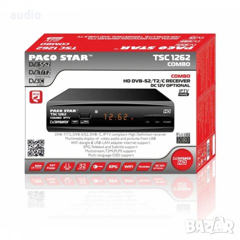 Цифров HD приемник DVB-S2/T2/C PACO STAR TSC1262 с възможност за IPTV, снимка 1