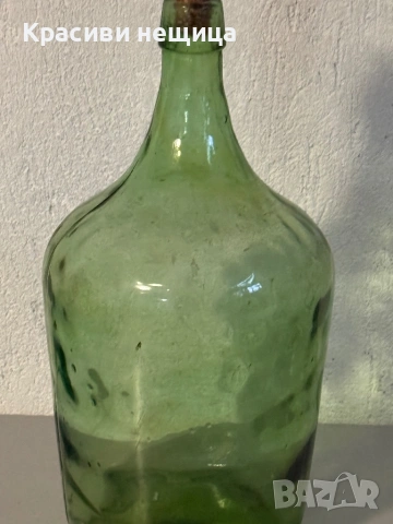 Стъклен зелен дамаджан, снимка 2 - Други ценни предмети - 53099677