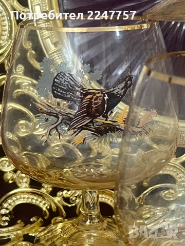 Кристални чаши Ловен мотив, снимка 5 - Антикварни и старинни предмети - 52526183