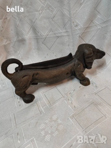 Стара масивна английска чугунена стъргалка за обувки куче-дакел от началото на 1900 , снимка 4 - Антикварни и старинни предмети - 53058566