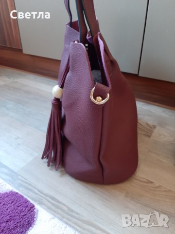 Дамска чанта + боти цвят бордо, снимка 3 - Чанти - 29417455