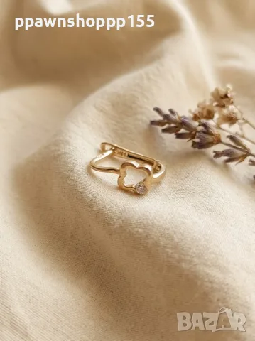 Единична златна обеца Сърце с циркон 14K (585) – 0.50 гр.