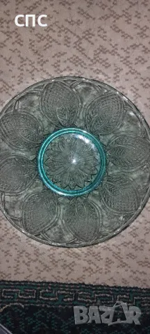 стъклена голяма фруктиера , снимка 2 - Чинии - 47638146