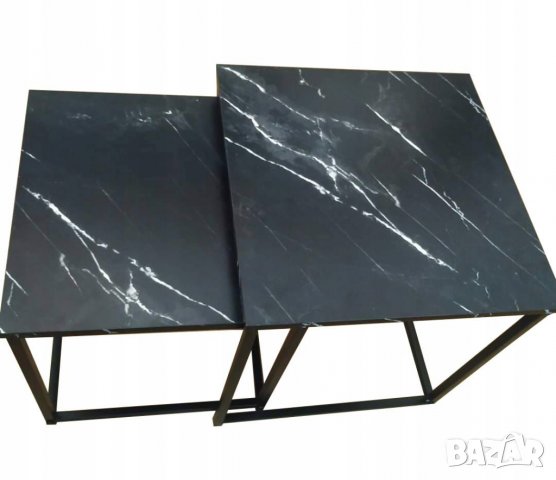 КОМПЛЕКТ 2 помощни МАСИ A'LA MARBLE NERO MARQUINIA, снимка 2 - Маси - 39409171