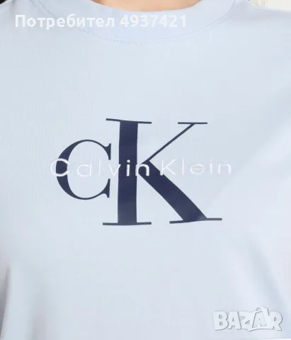Дамска тениска Calvin Klein в нежен светлосин, снимка 2 - Тениски - 55925877