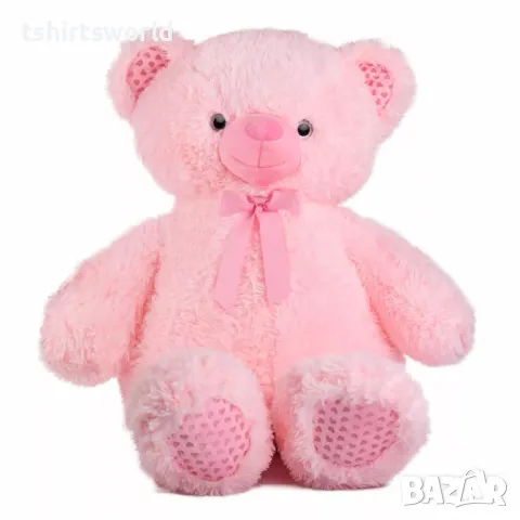 Голямо плюшено Мече в розов цвят с глитерни лапи, 120см