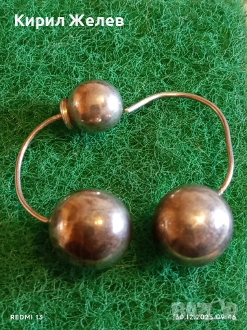 Стари ретро сребърни обеци тип Топче винтидж стил 38222