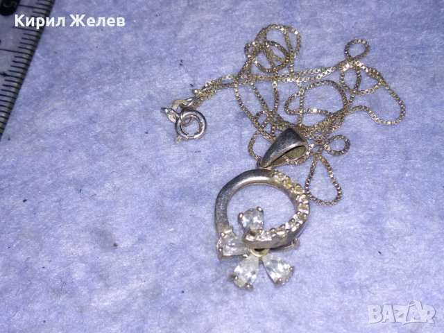 ФЛОРАЛЕН СКЪПОЦЕНЕН СРЕБЪРЕН МЕДАЛЬОН с БЯЛА ПОЗЛАТА иПОСРЕБРЕНА ВЕРИЖКА от БЛАГОРОДНА СТОМАНА 27626, снимка 13 - Колиета, медальони, синджири - 40532581