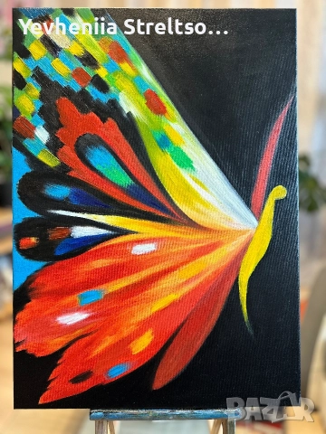 Оригинальная абстрактная картина Мотылек, снимка 2 - Картини - 52823434