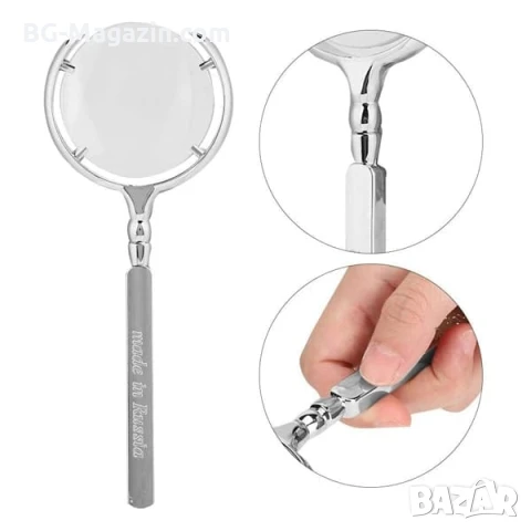 Луксозна увеличителна ръчна лупа мощно увеличение 8X с дръжка стъклена за четене книги вестници , снимка 2 - Други инструменти - 50920304