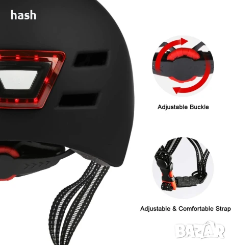 Велосипедна каска с вграден LED фар и лека задна част, р-р L, снимка 3 - Аксесоари за велосипеди - 50885008