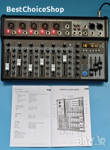 Професионален аудио миксер Depusheng, 7-канален аудио интерфейс, 16-битов DSP DJ Bluetooth миксер, снимка 5 - Аудиосистеми - 54102265