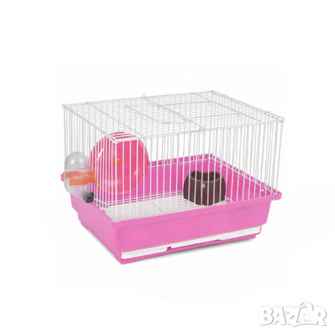 Клетка за хамстер, оборудвана с поилка, хранилка и колело. Клетки за хамстери. , снимка 2 - За гризачи - 34305751