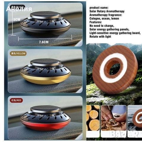 Соларен ултразвуков арома дифузер за автомобил,дом и офис JG-009, снимка 3 - Аксесоари и консумативи - 53363725