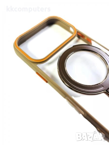 Калъф силикон MagStand Cover Прозрачен / Медно златна рамка / за iPhone 16 6.1 Баркод : 3132557, снимка 2 - Калъфи, кейсове - 52433635